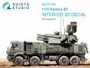 Quinta Studio QD72160 Pantsir-S1 3D-Printed coloured Interior on decal paper (Zvezda) 1/72